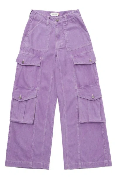 Honor The Gift Wide Leg Cargo Jeans In Purple