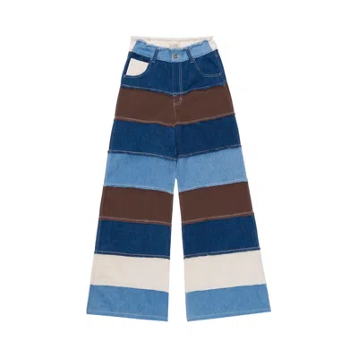 Pre-owned Honor The Gift Wide Leg Panel Denim Pant 'brown' | Women's Size Xs
