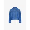Honor The Gift Womens Tailored Fringed Denim Jacket Blue Xs In Blue