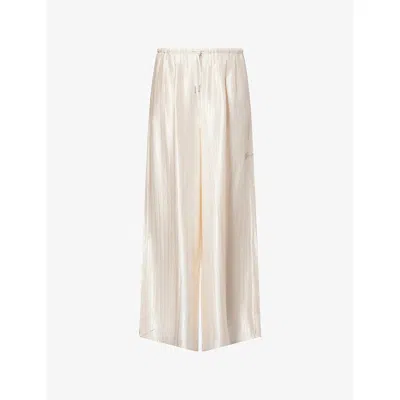 Honor The Gift Womens Loose Striped Wide-leg Woven Trousers Cream