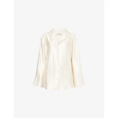Honor The Gift Womens Ribbed Oversized Woven Shirt Cream