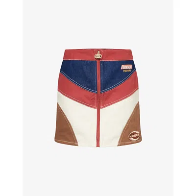 Honor The Gift Womens Motor Contrast-panels Mini Skirt Multi