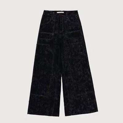 Honor The Gift Womens Washed Wide Leg Carpenter Pant In Black