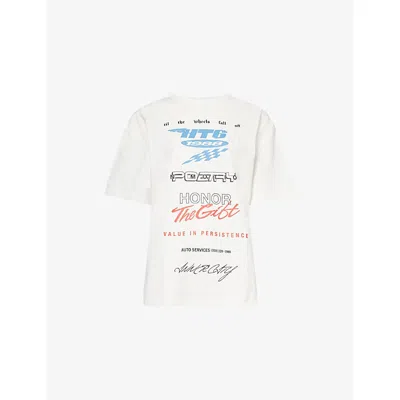Honor The Gift Womens Persistence Race Relaxed-fit Cotton-jersey T-shirt White