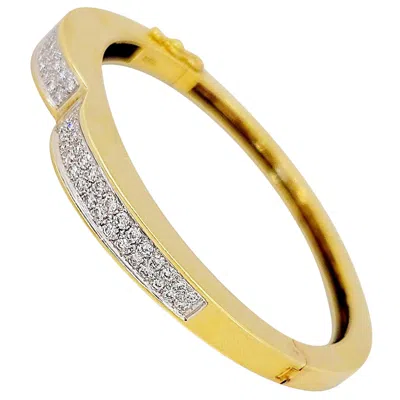 Pre-owned Honora 14 Karat Yellow Gold And 1.50 Carat Diamond Bangle Bracelet