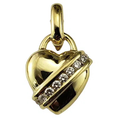 Pre-owned Honora 18 Karat Yellow Gold And Diamond Heart Pendant/enhancer #21771
