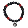 Honora Atlanta Falcons Stretch Pearl & Crystal Bracelet In Black/red In Multi