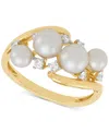 Honora Cultured Ming Pearl (4-6mm) & Diamond (1/5 Ct. T.w.) Swirl Ring In 10k Gold In Yellow Gold