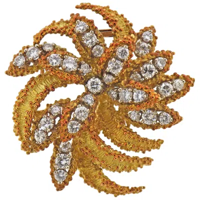 Pre-owned Honora Diamond Yellow Gold Brooch Pendant