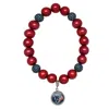 Honora Houston Texans Stretch Pearl & Crystal Bracelet In Red In Red