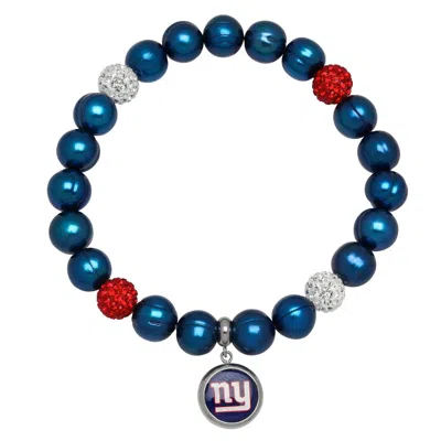 Honora New York Giants Stretch Pearl & Crystal Bracelet In Blue