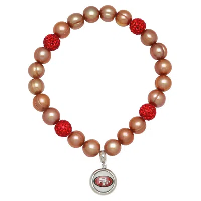 Honora San Francisco 49ers Stretch Pearl & Crystal Bracelet In Gold