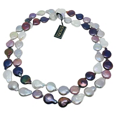 Pre-owned Honora Vintage Freshwater Cultured Coin Pearls Sterling Silver Long Necklace In Multiple