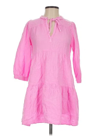 Pre-owned Honorine 3/4 Sleeve Top Pink Keyhole Neckline Tops
