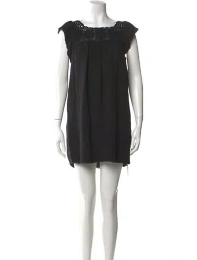 Pre-owned Honorine Bateau Neckline Mini Dress In Black