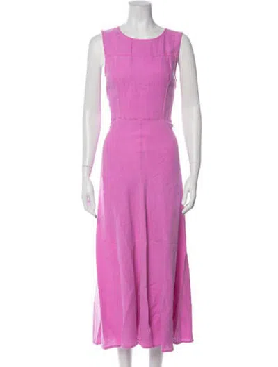 Pre-owned Honorine Crew Neck Midi Length Dress In Pink