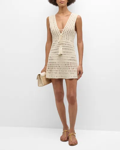 Honorine Dakota Crochet Mini Dress Coverup In Natural