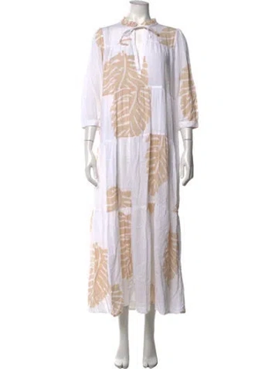 Pre-owned Honorine Floral Print Long Dress In Neutrals/white