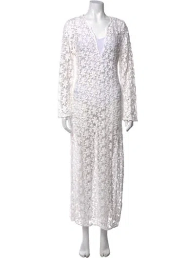Pre-owned Honorine Floral Print Long Dress In White