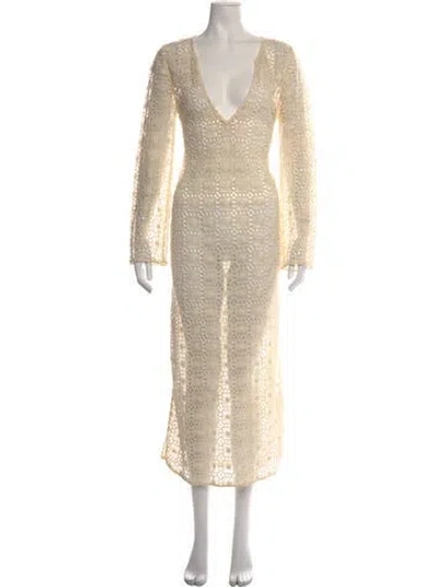Pre-owned Honorine Lace Pattern Long Dress In Neutrals