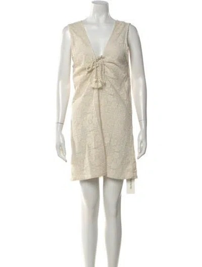 Pre-owned Honorine Lace Pattern Mini Dress In Neutral