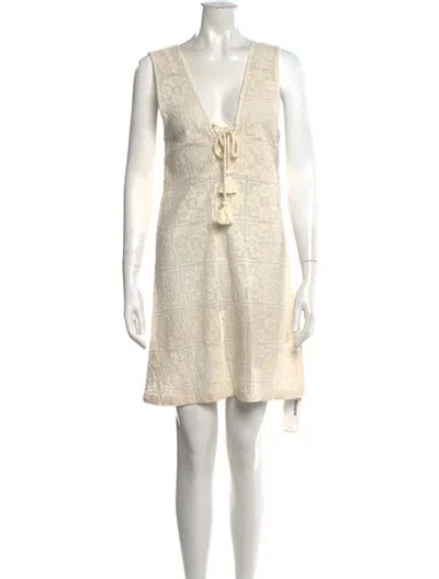 Pre-owned Honorine Lace Pattern Mini Dress In Neutrals