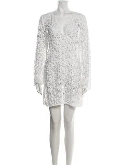 Pre-owned Honorine Lace Pattern Mini Dress In White