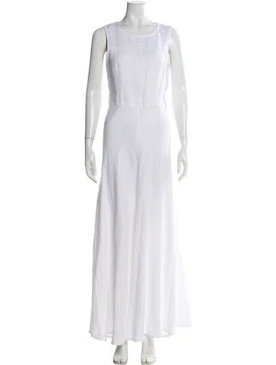 Pre-owned Honorine Linen Long Dress In White