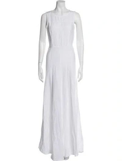 Pre-owned Honorine Linen Long Dress In White