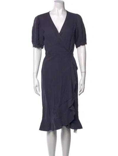 Pre-owned Honorine Linen Midi Length Dress In Blue