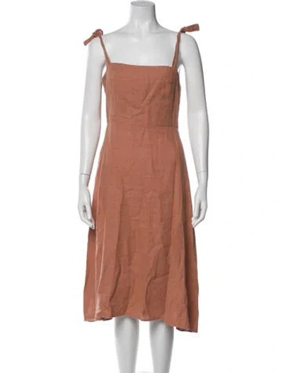 Pre-owned Honorine Linen Midi Length Dress In Neutral