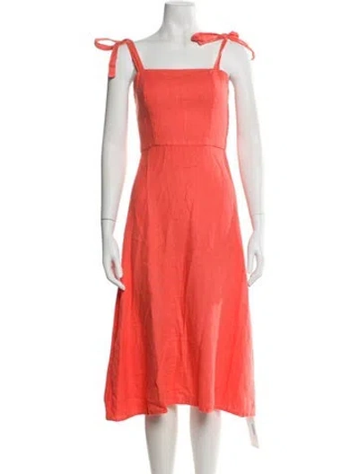 Pre-owned Honorine Linen Midi Length Dress In Pink