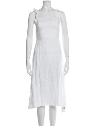 Pre-owned Honorine Linen Midi Length Dress In White