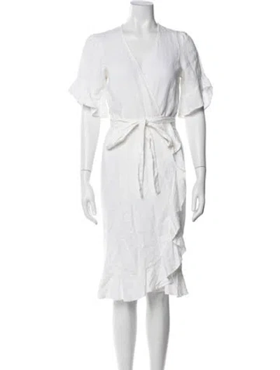 Pre-owned Honorine Linen Midi Length Dress In White