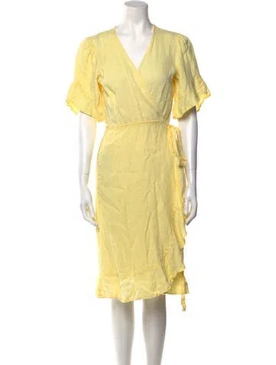 Pre-owned Honorine Linen Midi Length Dress In Yellow