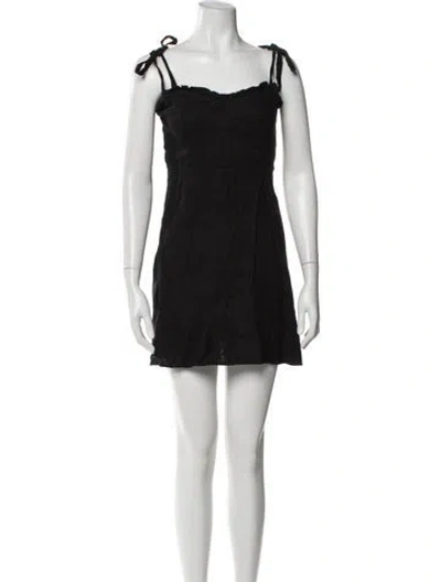 Pre-owned Honorine Linen Mini Dress In Black