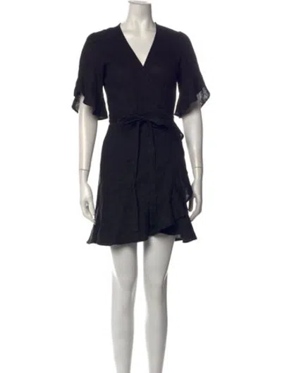 Pre-owned Honorine Linen Mini Dress In Black
