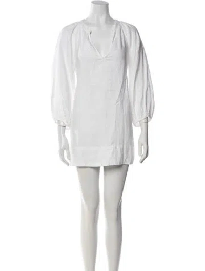 Pre-owned Honorine Linen Mini Dress In White