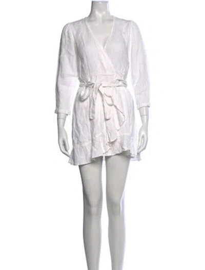 Pre-owned Honorine Linen Mini Dress In White