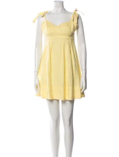 Pre-owned Honorine Linen Mini Dress In Yellow