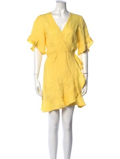 Pre-owned Honorine Linen Mini Dress In Yellow