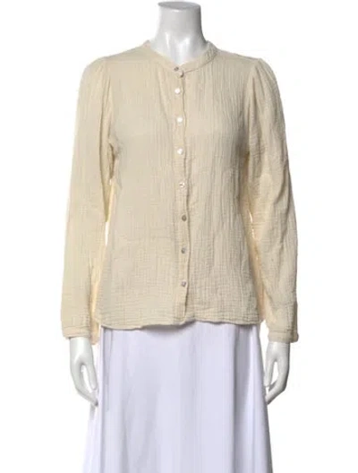 Pre-owned Honorine Long Sleeve Button-up Top In Yellow