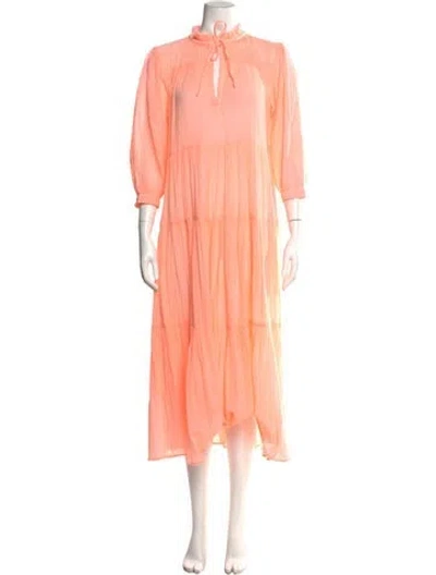 Pre-owned Honorine Mock Neck Long Dress In Orange