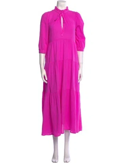 Pre-owned Honorine Mock Neck Long Dress In Pink