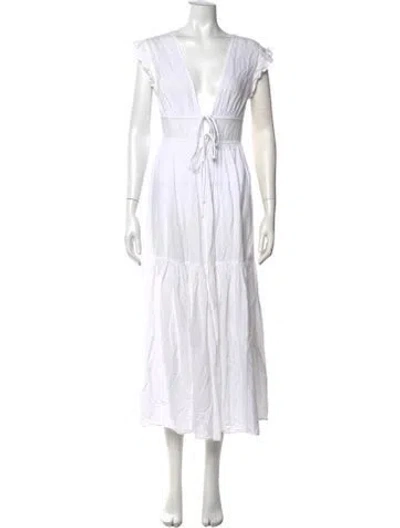 Pre-owned Honorine Plunge Neckline Long Dress In White