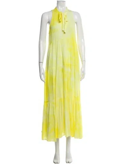 Pre-owned Honorine Printed Long Dress In Yellow