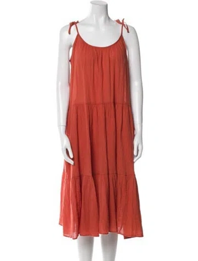 Pre-owned Honorine Scoop Neck Midi Length Dress In Burgundy