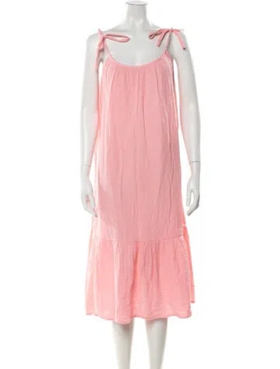Pre-owned Honorine Scoop Neck Midi Length Dress In Pink