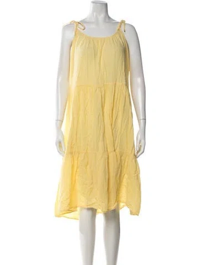 Pre-owned Honorine Scoop Neck Midi Length Dress In Yellow