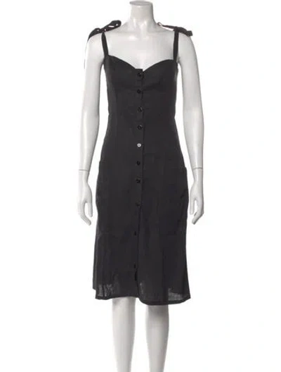 Pre-owned Honorine Square Neckline Knee-length Dress In Black